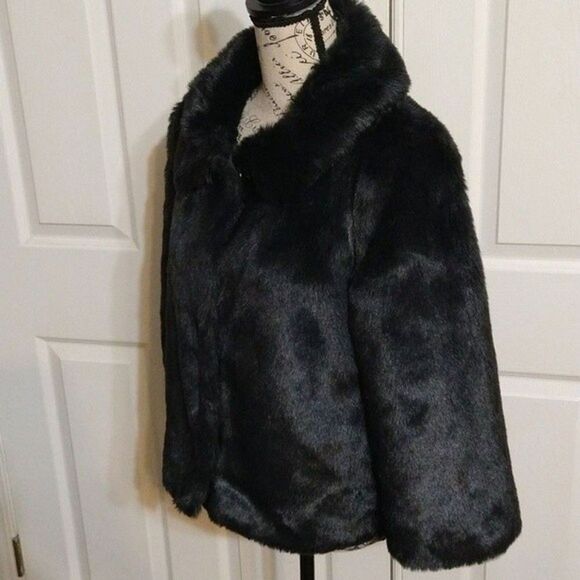 Vigoss faux fur coat Black Md Vintage Classy Party Y2k - Picture 5 of 11